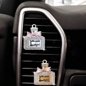 Car Air Freshener with Rhinestones and Pink Bow